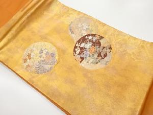 引箔丸文に花々・几帳模様織出し名古屋帯